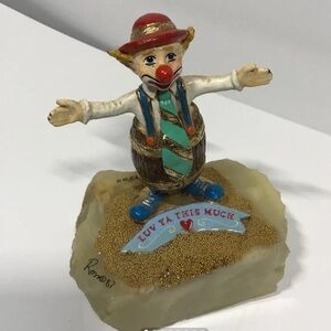 Vtg Ron Lee LUV YA THIS MUCH Hobo Clown Onyx Sculpture Collectible Signed